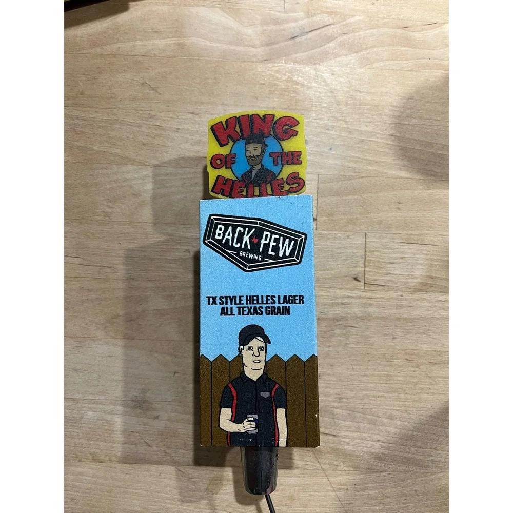 Back‎ Pew Brewing Beer Tap Handle TX Style Helles Lager King of Helles Texas